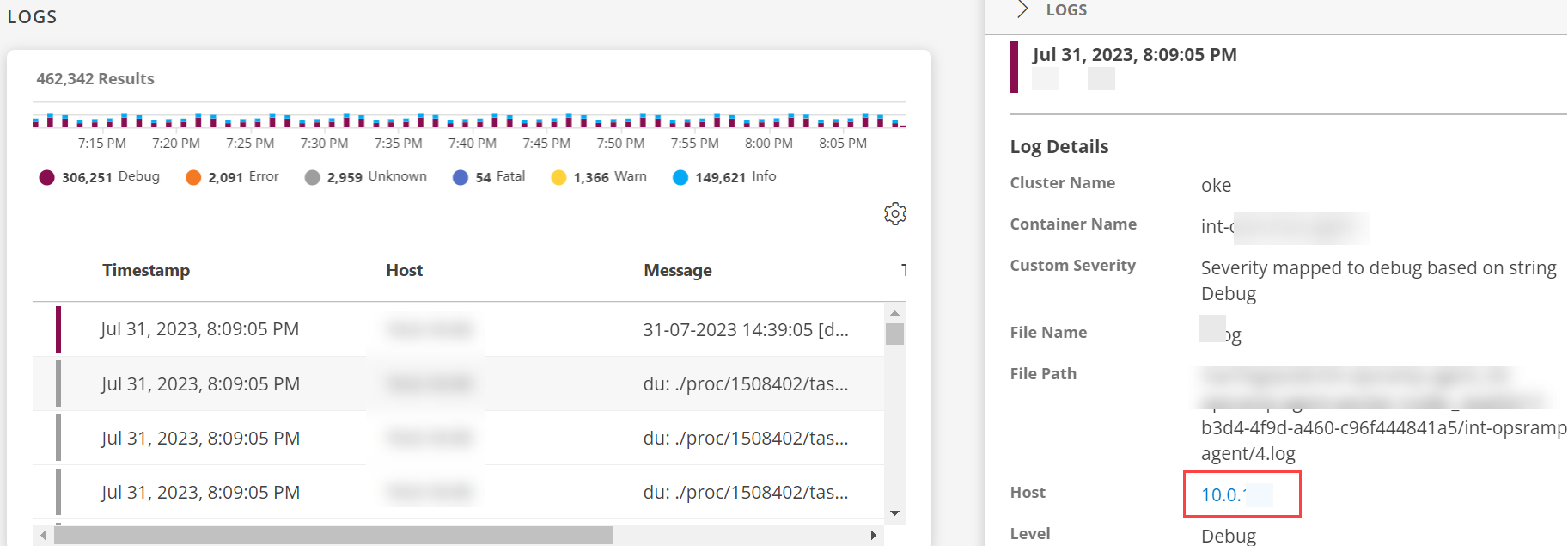 View resource details from Logs