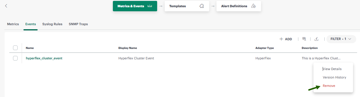 Delete event option