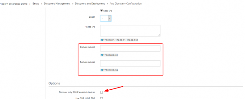 Added new config parameters in SNMP Discovery Profile