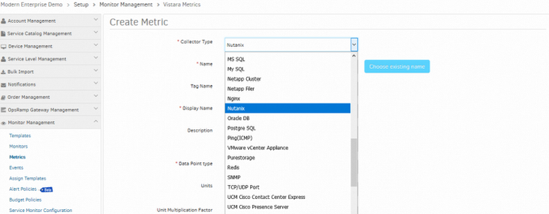 Added support for new collector type Nutanix