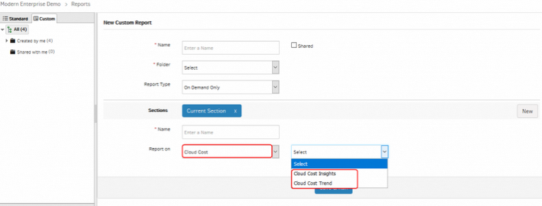 Cloud Cost section added: Cloud Cost – Cloud Cost Insights / Cloud Cost Trend