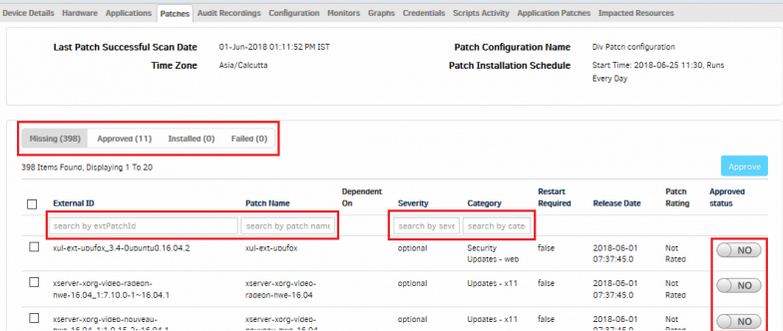 Improved Patching UI in infrastructure