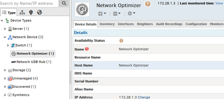 Network Device >> Network Optimizer