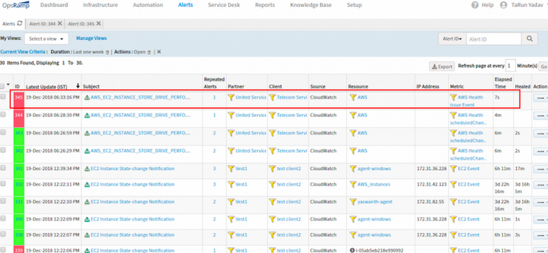 Monitor cloud events