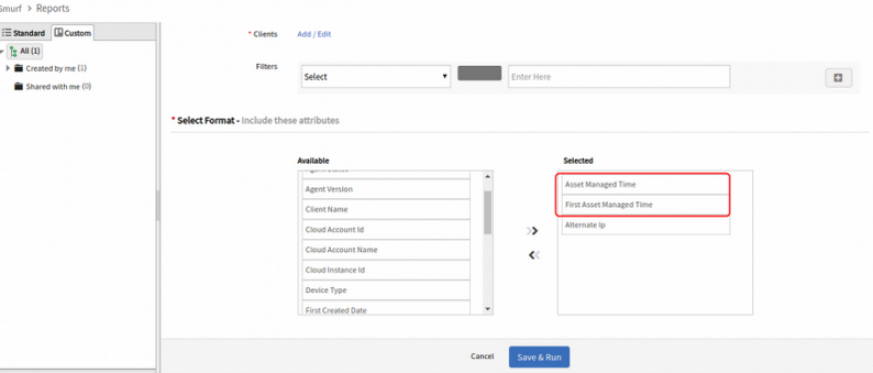 Added Asset First Managed Time and Asset Managed time fields