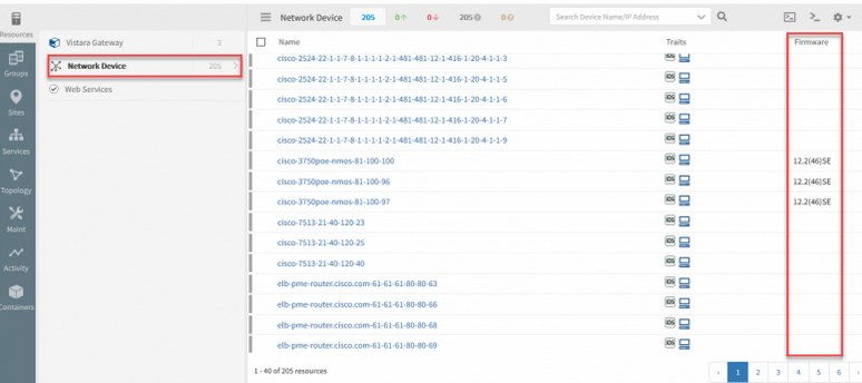 Firmware column in infrastructure pages