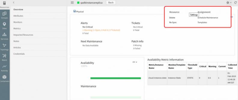 Gateway Profile assignment option is missing for the cloud DB resources