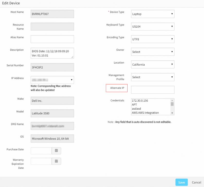 New resource attribute – Alternate IP