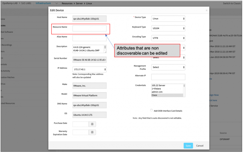 Edit native attribute values of a resources that are not automatically discovered