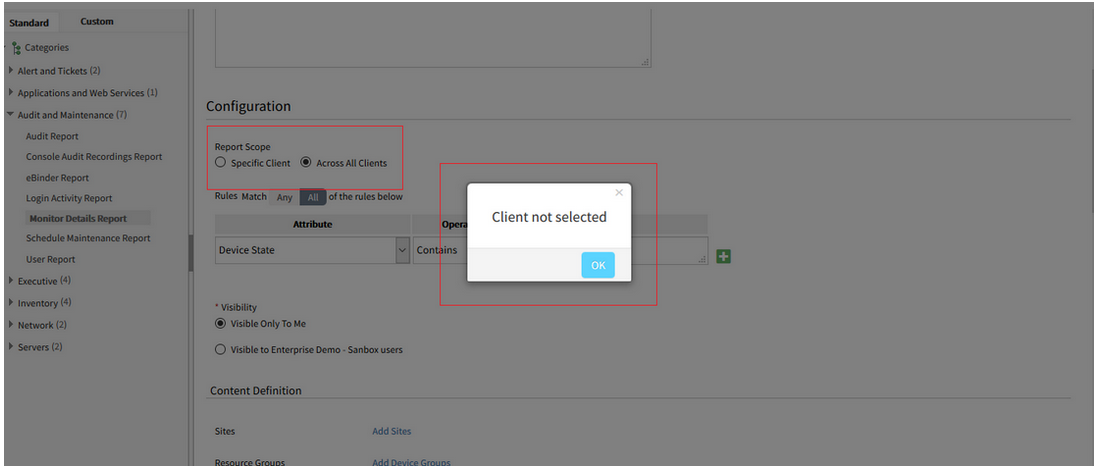 Error message when creating Monitor Details Report