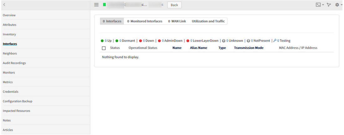 Interfaces are not getting discovered for Network devices