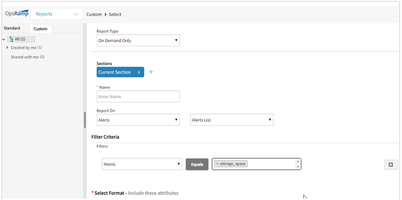 Metric filters in custom reports