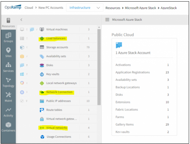 Discover Network connections, Virtual networks and Load balancers in Azure stack environment