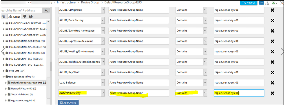 Resource Groups are not populating resources with filters
