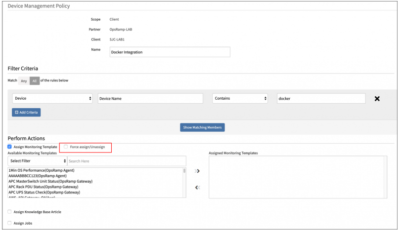 Un-assign and re-assign actions in device management policies