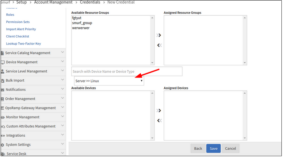 Unable to assign devices while creating credential set from Setup