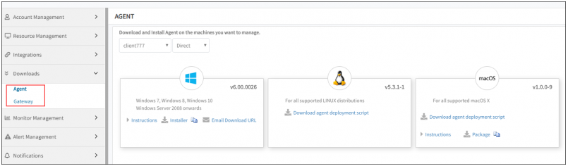 Agent and Gateway description in UI