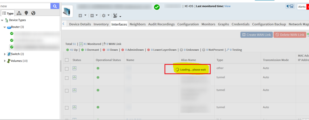 Delay in enabling an interface as a WAN link