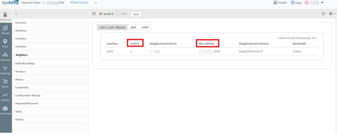 VLAN Number & MAC Address in Neighbors Tab