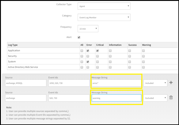 Improved filtering of Windows event logs