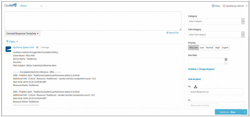 Auto-incident description showing list of correlated alerts