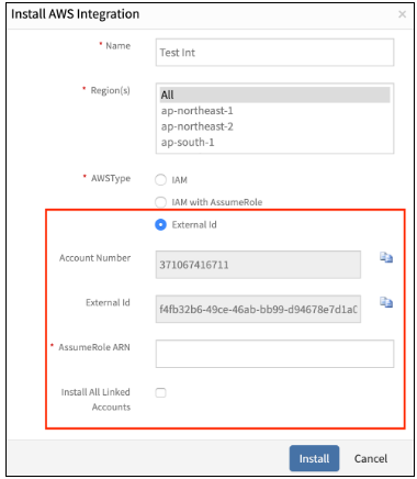 Onboard AWS resources with External ID & Role ARN