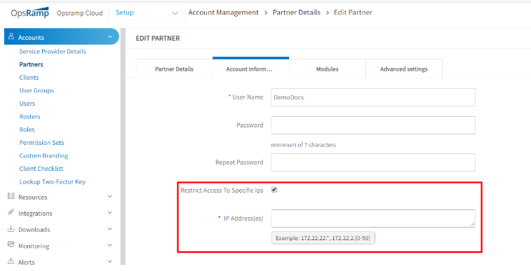 Restrict access from specific IPs