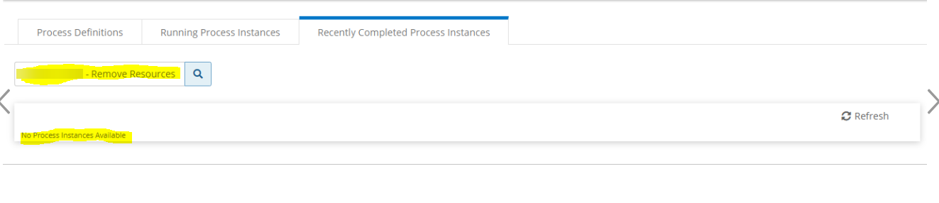 There are no Recently completed process instances