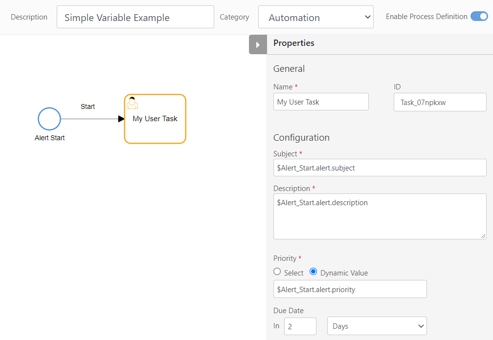 Process Definition Variables