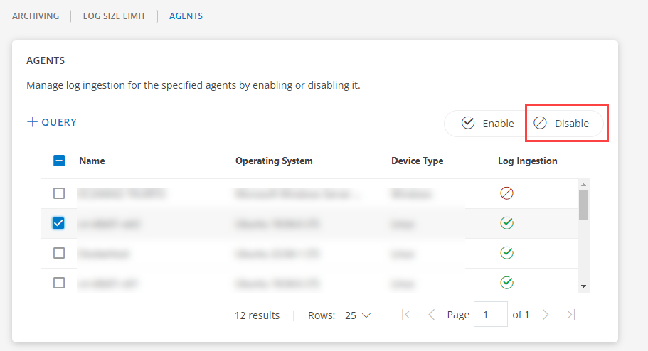 Disable logs ingestion - Agent level