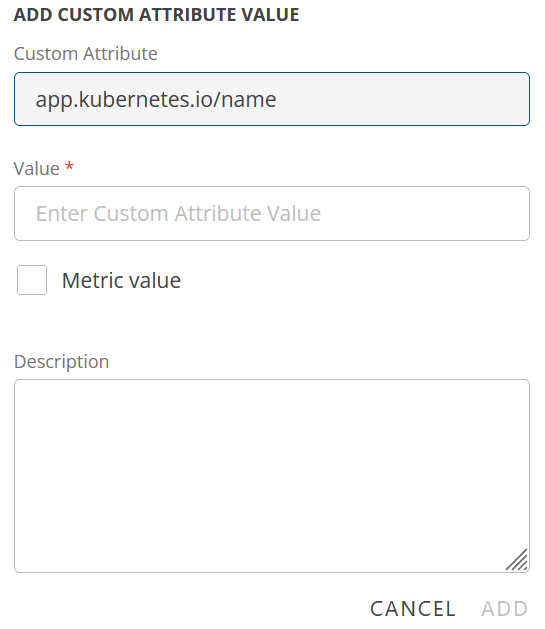 Add custom attribute value dialog box