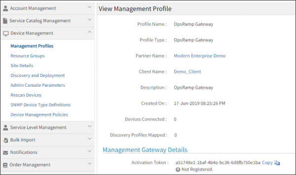Management Profile - Register Gateway