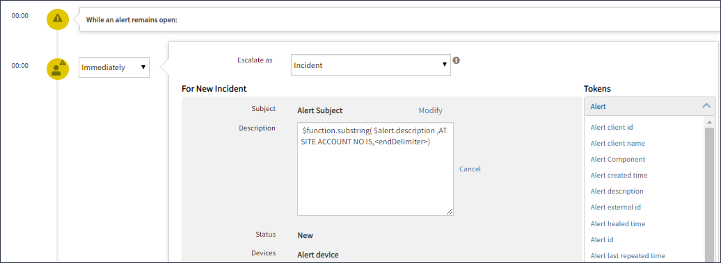 Example of configuring a substring