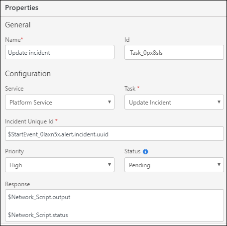 Service Task Properties - Platform Service