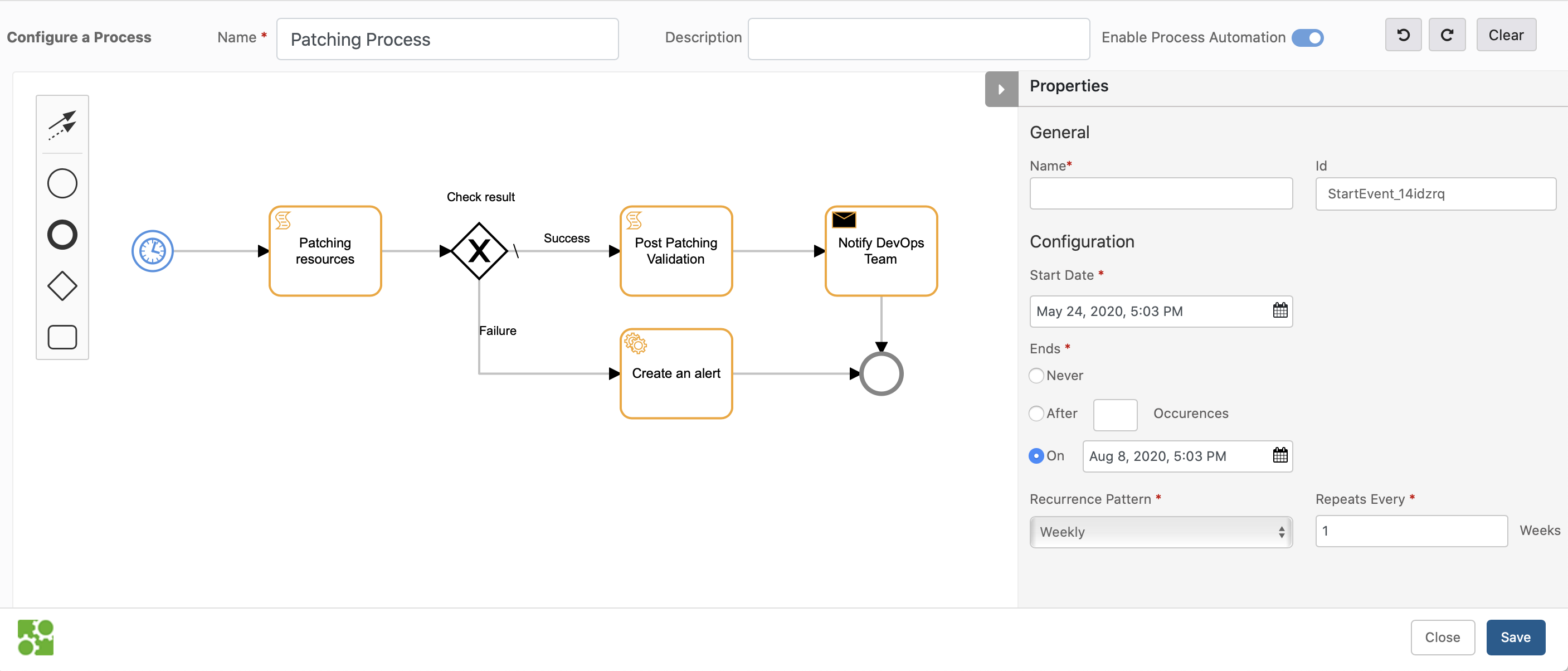 Create process automation workflow