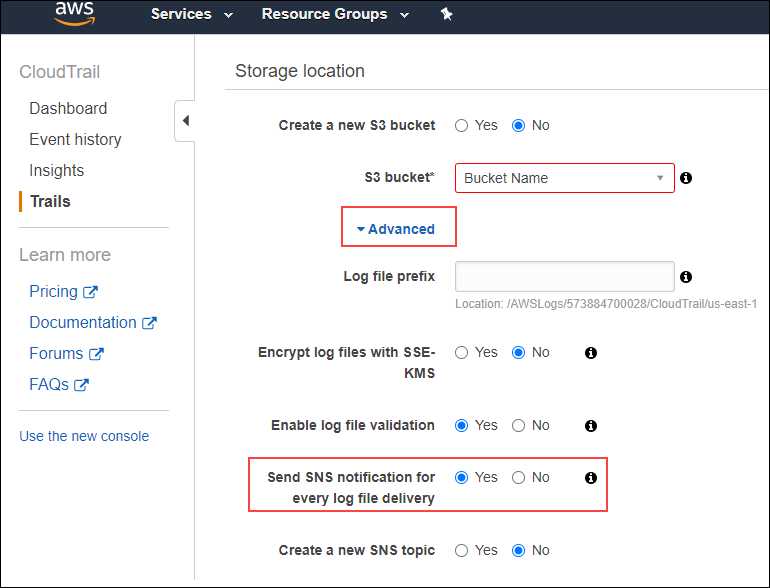 Configuring Amazon CloudTrail