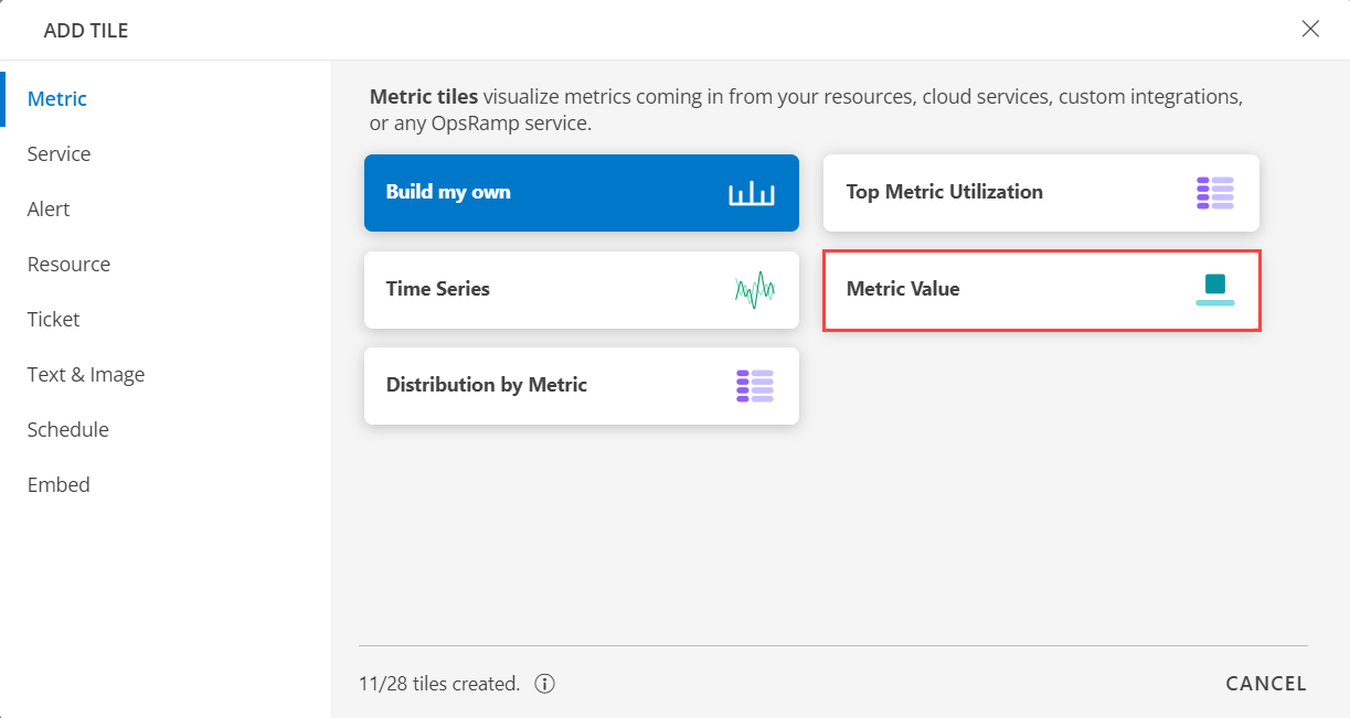 Add Metric Tile Screen