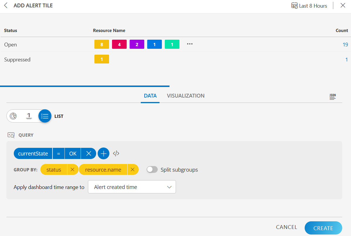 List View of Alert Tile