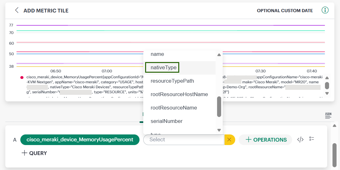 metric tile nativetype filter