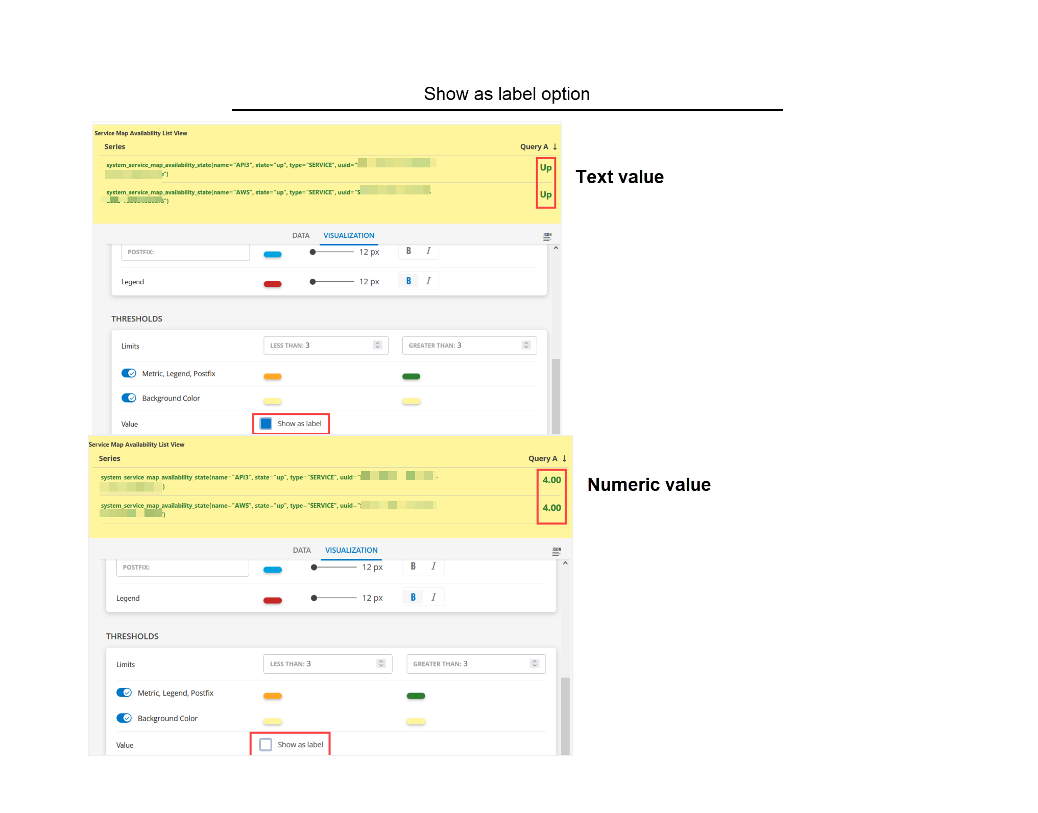 Show as Label Option