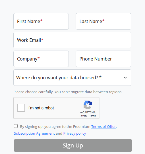 Sign-up screen