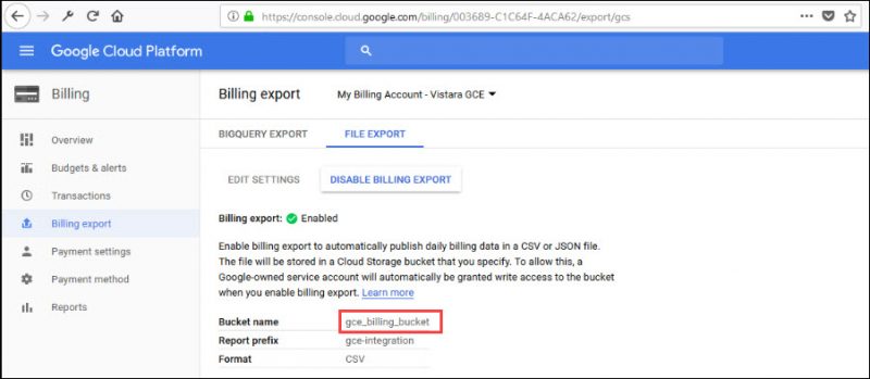 GCP Bucket Name for Collect Cost Analytics