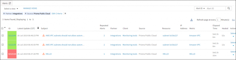 Prisma Public Cloud Alerts