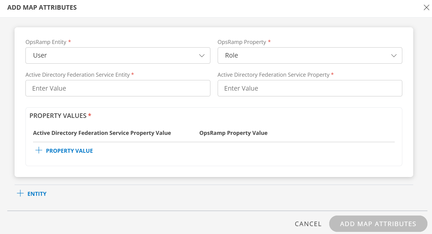 ADFS mapping attributes screen - User