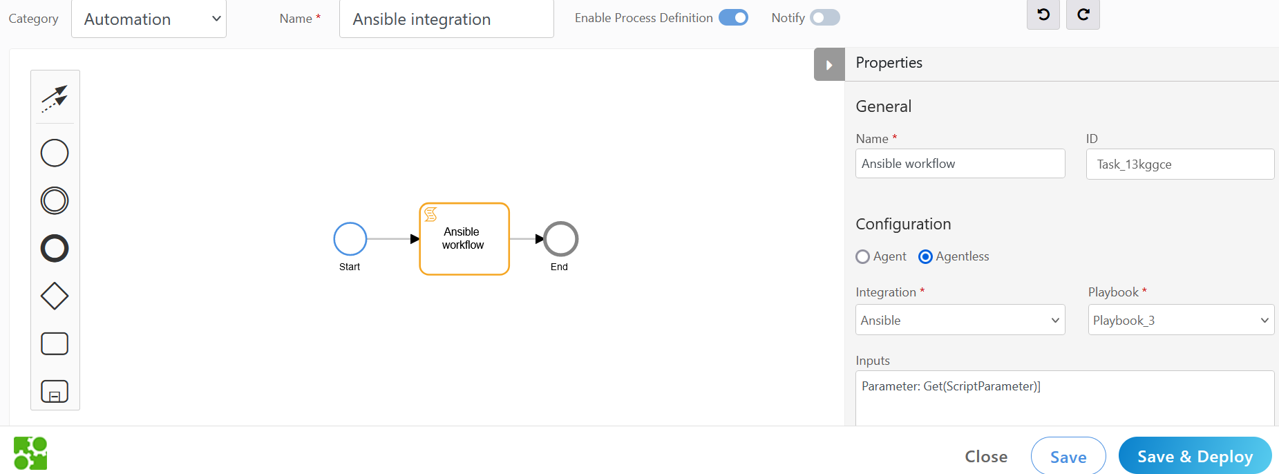 Using Ansible Playbook in Process Automation workflow