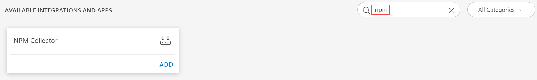Available integrations - NPM Collector