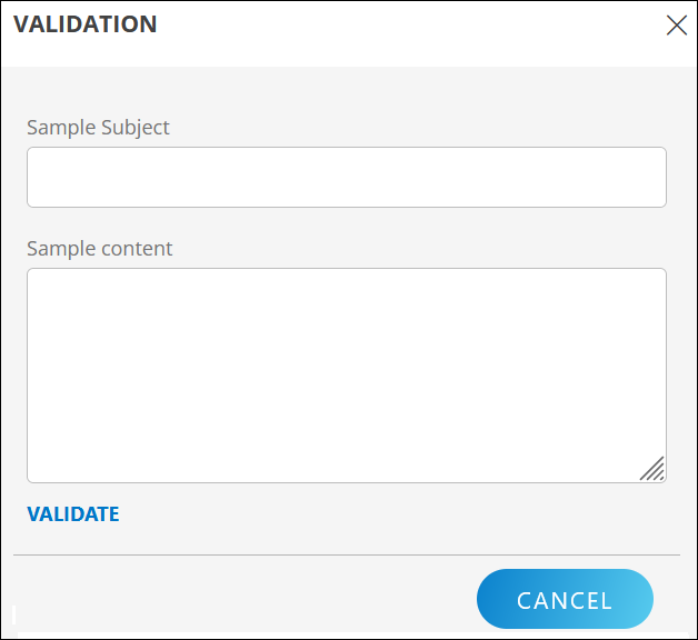 Parsing condition validation screen