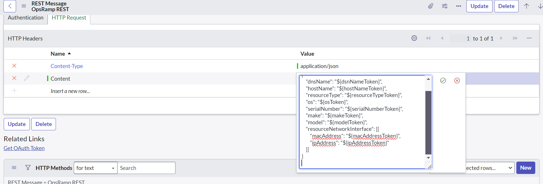 Resource HTTP Method Example Payload