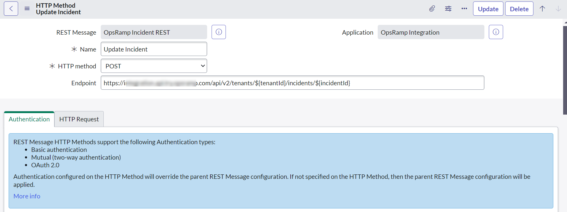 Update an Incident HTTP Method