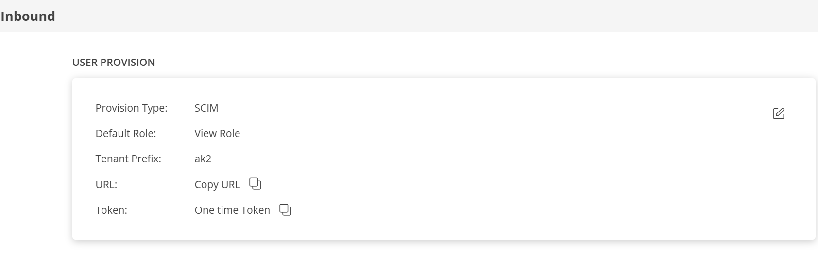 User Provision screen
